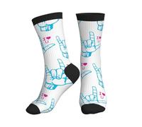 Chaussettes Mi-Mollet Langue Des Signes Je T'Aime Sport Sock Antidérapantes Chaussettes Sport Anti-Ampoule Pour Randonnée Yoga Cadeaux