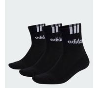 adidas Unisex 3-Stripes Linear Half-Crew Cushioned Socks 3 Pairs, black/white, 40-42