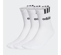 adidas Unisex 3-Stripes Linear Half-Crew Cushioned Socks 3 Pairs, White/Black, 45-48