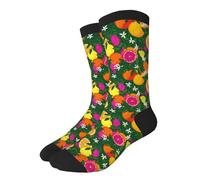 Chaussettes Mi-Mollet Pulpe D'Oranges Sunset Et Écorces Vert 40Cm | Chaussettes Mi-Mollet Fléxibles Résistantes Chaussette Pour Sport Cyclisme Trekking Socquettes
