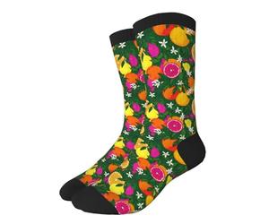 Chaussettes Mi-Mollet Pulpe D'Oranges Sunset Et Écorces Vert 40Cm | Chaussettes Mi-Mollet Fléxibles Résistantes Chaussette Pour Sport Cyclisme Trekking Socquettes