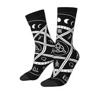 Chaussettes Mi-Mollet Symbole Occulte Magie Wiccan Pentagramme Cercle Sport Sock Respirant Socquette Sportswear Résistant Aux Odeurs Pour Fitness Cadeaux Randonnée