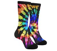 Chaussettes Mi-Mollet Tie-Dye Arc-En-Ciel Coloré Chaussette 40Cm | Chaussettes Mi-Mollet Respirant Hommes Et Femmes Chaussettes Mi-Hautes Pour Travail Trekking Cyclisme Socquettes