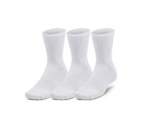 Under Armour Chaussettes mi-hautes 3-Maker – Pack de 3 unisexe, soutien voûte plantaire, Blanc MD