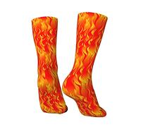 Chaussettes Mi-Mollets Flamme Feu Jaune Et Rouge Chaussettes De Bureau Marrant Chaussette D'Équipage Etanche Robe Chaussettes Pour Homme Femme Hiking Travail 40Cm