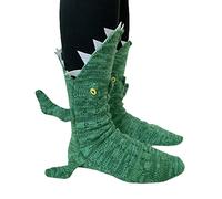 Chaussettes mignonnes en tricot avec motif alligator, chaussures d'hiver chaudes et épaisses pour homme et femme, style décontracté amusant, Green01, 6 Tall