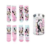 Chaussettes Minnie Disney 4 paires de chaussettes pour enfants en coton mélangé avec tirelire, multicolore, 31-34