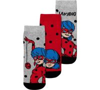 Chaussettes Miraculous Ladybug pour filles - Baskets enfants Chaussettes enfants Rouge Gris (paquet de 3) 31/34