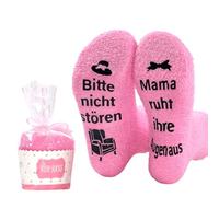 Chaussettes Moelleuses Femmes Antidérapantes avec Inscription « Bitte Nicht Stören Mama Ruht Ihre Augen Aus », Cadeaux Drôles et Chaleureux pour Maman, Cadeau Anniversaire, Noël, Taille Unique