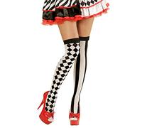 Chaussettes montantes arlequin 70 DEN carreaux & rayures - Noir-Blanc 70 DEN - Accessoire ravissant pour costume de femme bas de clown sans maintien - Un attrape-regard pour soirée à thème & carnaval