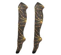 Chaussettes montantes lumineuses en toile d'araignée jaune et noire pour femme - Chaussettes montantes au-dessus du genou pour femmes enceintes - Jambières pour bal de fin d'année, medias de seda para