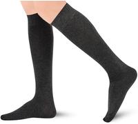 Chaussettes montantes pour homme et femme en coton fin avec bout sans couture, Anthracite, 8-11