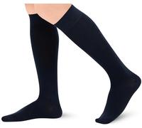 Chaussettes montantes pour homme et femme en coton fin avec bout sans couture, bleu marine, 4-7