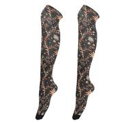 Chaussettes montantes vintage à motif floral or rose fond noir pour femme - Chaussettes d'hiver confortables pour femmes enceintes - Jambières hautes pour cosplay medias calcetas para mujer 1