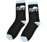 chaussettes "My City" pour hommes/femmes unies BS3676 (37 EU - 40 EU) (Noir/Bleu ciel)