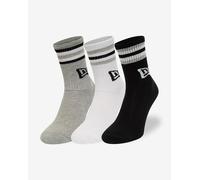 Chaussettes New Era Retro Stripe Crew gris blanc noir (3 paires) - 35-38