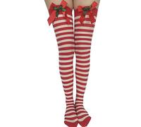 Chaussettes Noel Femme 39 42 - Bas de Noël de Fête Poupée en Peluche de Genou Bas À Nœud (Blue One Size)