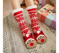 Chaussettes Noël - Winter Soft Grippers chaudes pour super doublées en polaire (Red One Size)