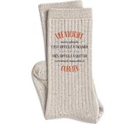 Chaussettes Pailletées Beige Une Victoire aussi géniale, c'est difficile à trouver, très difficile à quitter, carrément impossible à oublier | Femme, Fil Brillant, Maille Côtelée Taille Unique 36-41