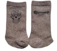 Chaussettes paillettes bronze motif tete de mort calavera personnalisable