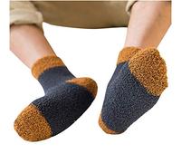 Chaussettes pelucheuses d'hiver chaudes pour homme - Chaussettes moyennes mignonnes et solides - Pour intérieur et extérieur - Chaussures assorties, gris foncé, Taille unique