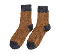 Chaussettes pelucheuses d'hiver chaudes pour homme - Chaussettes moyennes mignonnes et solides - Pour intérieur et extérieur - Chaussures assorties, jaune, Taille unique