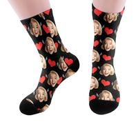 Chaussettes Personnalisées avec Photo Cadeaux Personnalisé Photo pour la Famille les Petit et les Petite Idée Cadeau Originale pour Anniversaire Saint Valentin Noël Cadeaux (A02-Black, One Size)