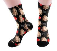 Chaussettes Personnalisées avec Photo Cadeaux Personnalisé Photo pour la Famille les Petit et les Petite Idée Cadeau Originale pour Anniversaire Saint Valentin Noël Cadeaux (A02-Khaki, One Size)