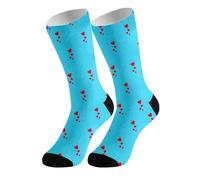 Chaussettes Personnalisées avec Photo Cadeaux Personnalisé Photo pour la Famille les Petit et les Petite Idée Cadeau Originale pour Anniversaire Saint Valentin Noël Cadeaux (A01-Sky Blue, One Size)