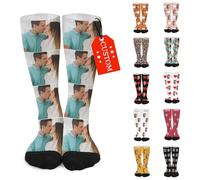 Chaussettes personnalisées avec photo, chaussettes personnalisées avec photo pour Unisexe Femme Homme Noël Cadeau d'Anniversaire