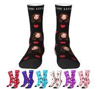 Chaussettes personnalisées avec photo, chaussettes personnalisées avec visages sur eux Famille personnalisée Multi Images Texte pour hommes femmes