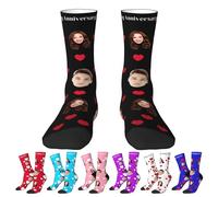 Chaussettes personnalisées avec photo, chaussettes personnalisées avec visages sur eux Famille personnalisée Multi Images Texte pour hommes femmes