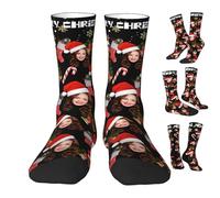 Chaussettes personnalisées avec photo, chaussettes personnalisées avec visages sur eux Famille personnalisée Multi Images Texte pour hommes femmes