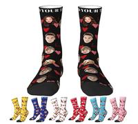 Chaussettes personnalisées avec photo, chaussettes personnalisées avec visages sur eux Famille personnalisée Multi Images Texte pour hommes femmes