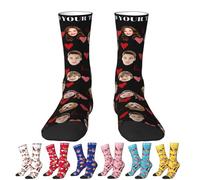 Chaussettes Personnalisées avec Photo et Visages - Images Multiples et Texte pour Famille, Hommes et Femmes