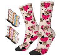 Chaussettes Personnalisées avec Photos, LucBuy Chaussettes Mignonnes Faites sur Commande D'équipage de Pattes D'animal Familier,Chaussettes Personnalisées Cadeaux Drôles D'amant de Chat de Chien (D19)