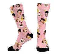 Chaussettes Personnalisées avec Portrait de Visage - Cadeau Unique pour Saint-Valentin et Noël - Chaussette Customisée pour Couple avec Impression d'Image Libre -Chaussettes à Son Photo Personnalisée