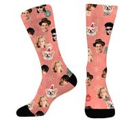 Chaussettes Personnalisées avec Portrait de Visage - Cadeau Unique pour Saint-Valentin et Noël - Chaussette Customisée pour Couple avec Impression d'Image Libre -Chaussettes à Son Photo Personnalisée