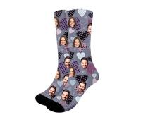 Chaussettes personnalisées pour homme - Design unisexe - Ajoutez votre visage ou votre animal de compagnie - Chaussettes amusantes avec image de veau - Chaussettes de Saint-Valentin pour couples, G