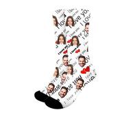 Chaussettes personnalisées pour homme - Design unisexe - Ajoutez votre visage ou votre animal de compagnie - Chaussettes amusantes avec image de veau - Chaussettes de Saint-Valentin pour couples, l