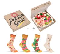 Chaussettes Pizza Boite Homme Femme-Chaussettes Humour Fantaisie Humoristique Rigolote pour Papa Ado Garçon- Cadeau Original Drole Utile Insolite Anniversaire Idee Cadeau Noel Saint Valentin Pâques