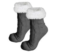 Vivezen - Paire De Chaussettes, Chaussons Polaires Mixtes - Taille 40-45 - Gris