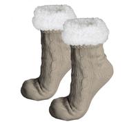 Chaussettes polaires mixtes Vivezen - Taille 35-39 - Beige avec microbilles antidérapantes