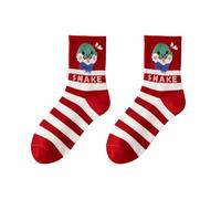 Chaussettes porte-bonheur en coton pour femme avec motif zodiacs serpent année avec dessin animé serpent festival cheville chaussettes pour un usage quotidien et les vacances, dessin animé Nouvel An