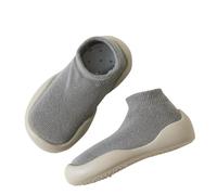 Chaussettes pour bébé - Chaussettes de sol pour enfant - Printemps - Pour la maison - Semelle en caoutchouc souple - Tricoté, gris, 21