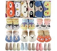 Chaussettes pour bébé fille - Antidérapant - 1 an - Coton - Petit capitaine (rose, bleu, gris, tan)