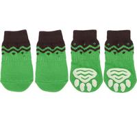 Chaussettes Pour Chien Anti-Dérapantes Noires Vertes Chaussettes Pour Chats Protection Des Pattes Et Adhérence Grâce Au Gel De Silicone Pour Chiens Chats 1 Set(4 Pcs) Medium