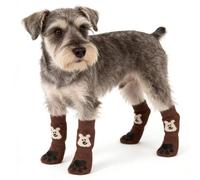 Chaussettes pour Chien Lot de 4 pièces antidérapantes douces à lanières | Chaussettes pour Empêcher de Lécher les Pattes pour Petits Moyens Grands Animaux Salon Chambre Sol Intérieur