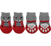 Chaussettes Pour Chiens Anti-Dérapantes Pour Chiens Chats Protection Des Pattes Et Traction Grâce Au Gel De Silicone Pour Chiens Chats 1 Set(4 Pcs) Rouge Moyen