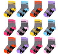 Chaussettes pour enfants garçons TRAMLE Chaussettes de sport d’équipage mi-mollet respirantes Lot de 12 paires pour tout-petits et enfants de 2 à 14 ans, 2-4 ans